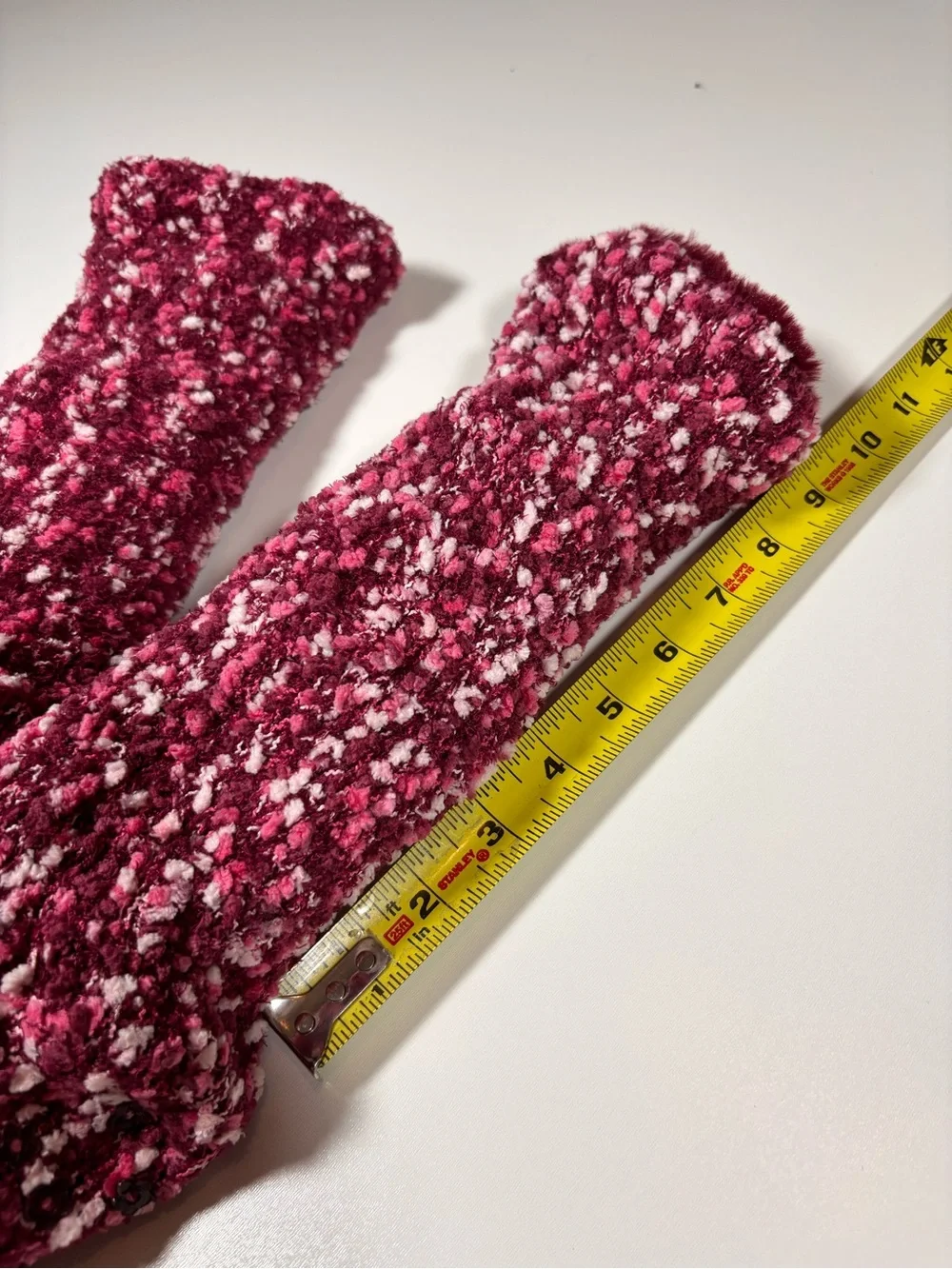 Jane & Bleecker Slipper Socks Pink White Knit Faux Fur Cuff